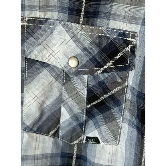 Vintage Coastal Mens Large Plaid Long Slv Pearl Snap Button-Up Western Shirt - Picture 7 of 10